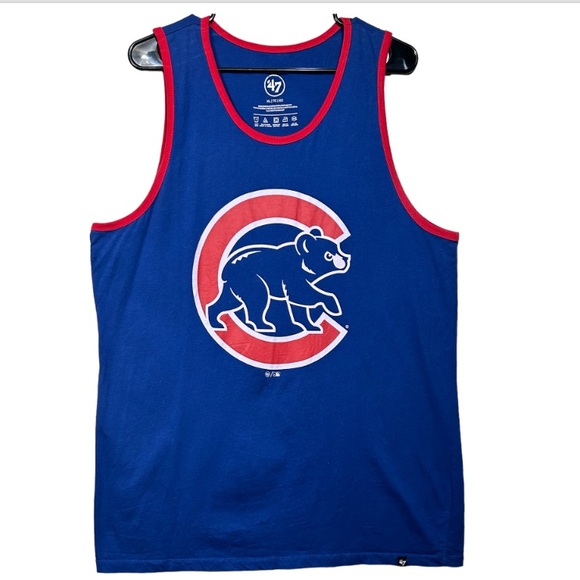 47 Chicago Cubs Tank Top MLB T Shirt sleeveless blue red round neck XL - Picture 4 of 15